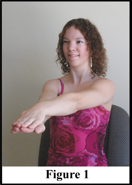 Photo showing how fibromyalgia patients can use the back of their hands to exercise their arm muscles.