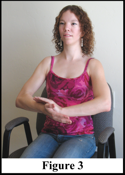Photo showing how fibromyalgia patients can use the palms of their hands to tone their arm muscles.