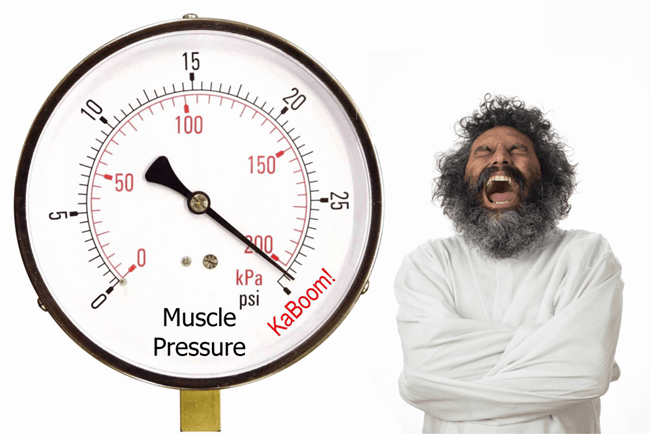 Illustration of elevated pressure inside the muscles of fibromyalgia patients helps explain why they hurt so much.