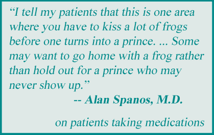 Quote from Dr. Spanos about trying FDA approved medications for fibromyalgia symptoms.