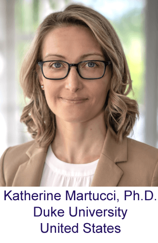 Photo of Katherine Martucci, Ph.D., of Duke University in the United States, who is funded by AFSA to test transcranial magnetic stimulation in fibromyalgia patients.
