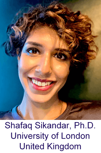 Photo of Shafaq Sikandar, Ph.D. of Queen Mary University, of London in the United Kingdom, who is funded by AFSA to examine the role of neutrophils in fibromyalgia.