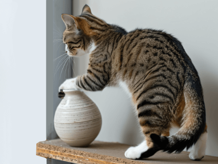 Photo of cat on a shelf demonstrating good balance.